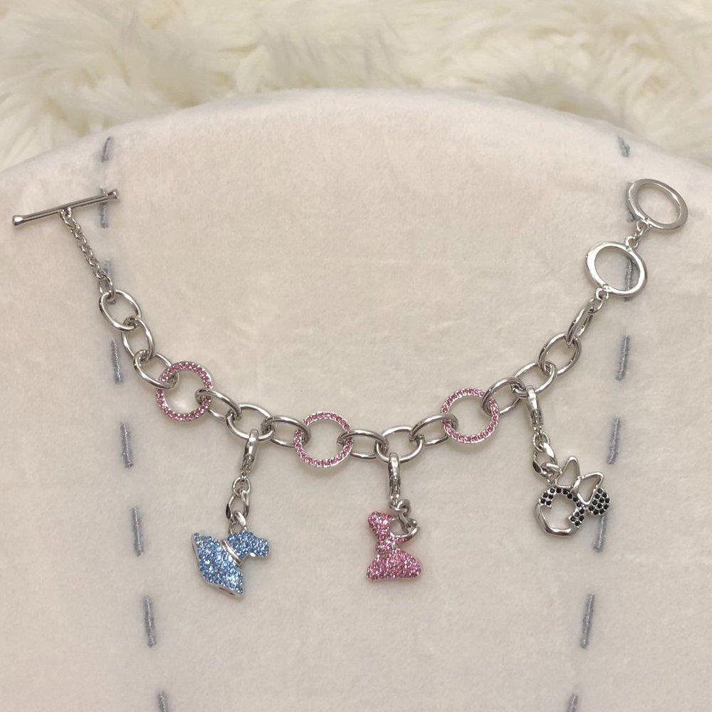 *BRAND NEW* Swarovski Minnie Mouse Rolo Link Toggle Bracelet with Charms